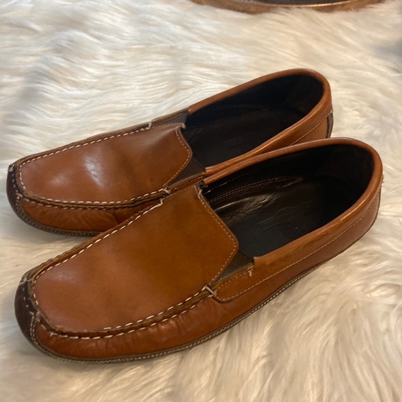 Buffalo Jackson Brown Bison Leather Driving Shoes Loafers Mens Sz 9 - Picture 1 of 9